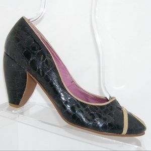 Faryl Robin Anthropologie black retro heels 9M